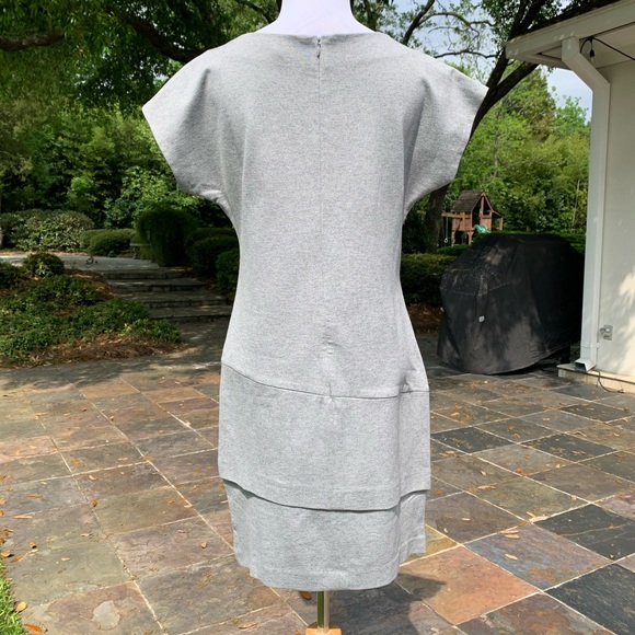 NWT Banana Republic Heathered Gray Grey Asymmetric ZIP Dress 2 Tall - Picture 7 of 8